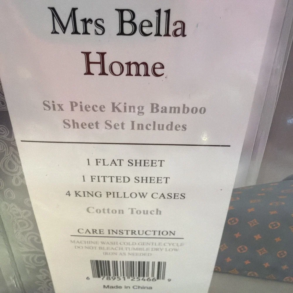 Bamboo KING SHEET SET Designer KING SHEET SET 6 PIECE‎ SET NEW Grey And Orange
